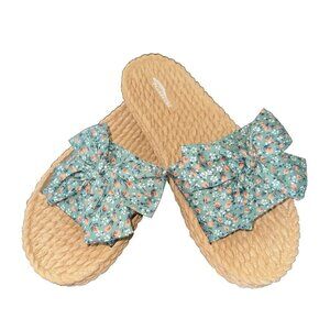 Kauai Women’s Sandals green and orange flowers Floral bow Size : 40 Eu‎ US 10
